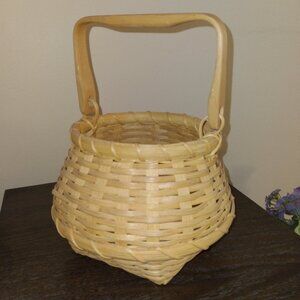 Wooden Handmade Basket, Vintage